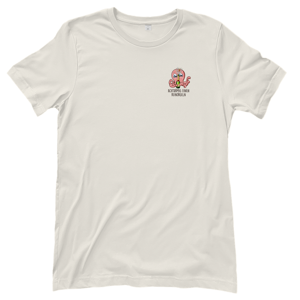 Achtarmig einen reinorgeln Sekt Frauen T-Shirt in Natur