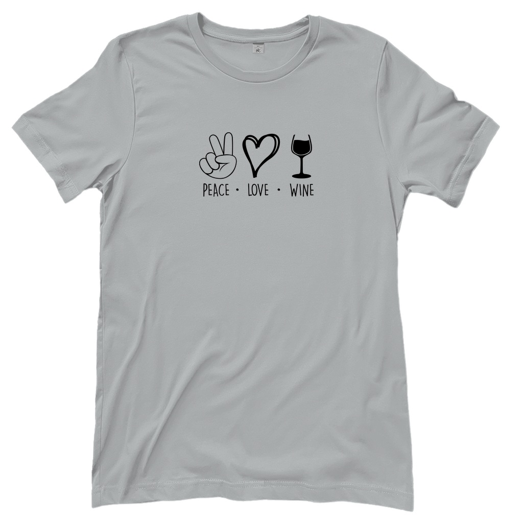 T-Shirt Frauen-Peace. Love. Wine
