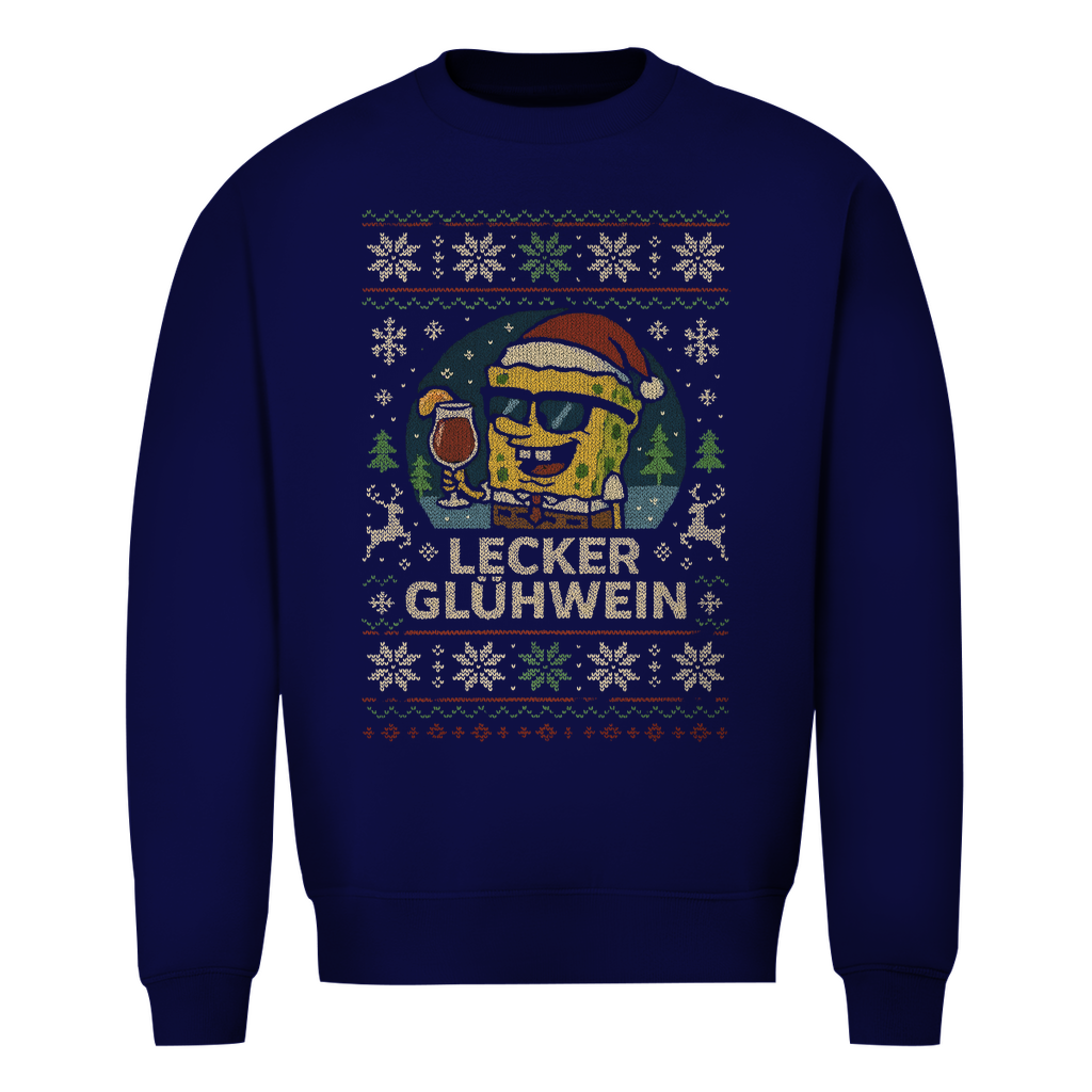 Lecker Glühwein Ugly Christmas Sweater in Navy