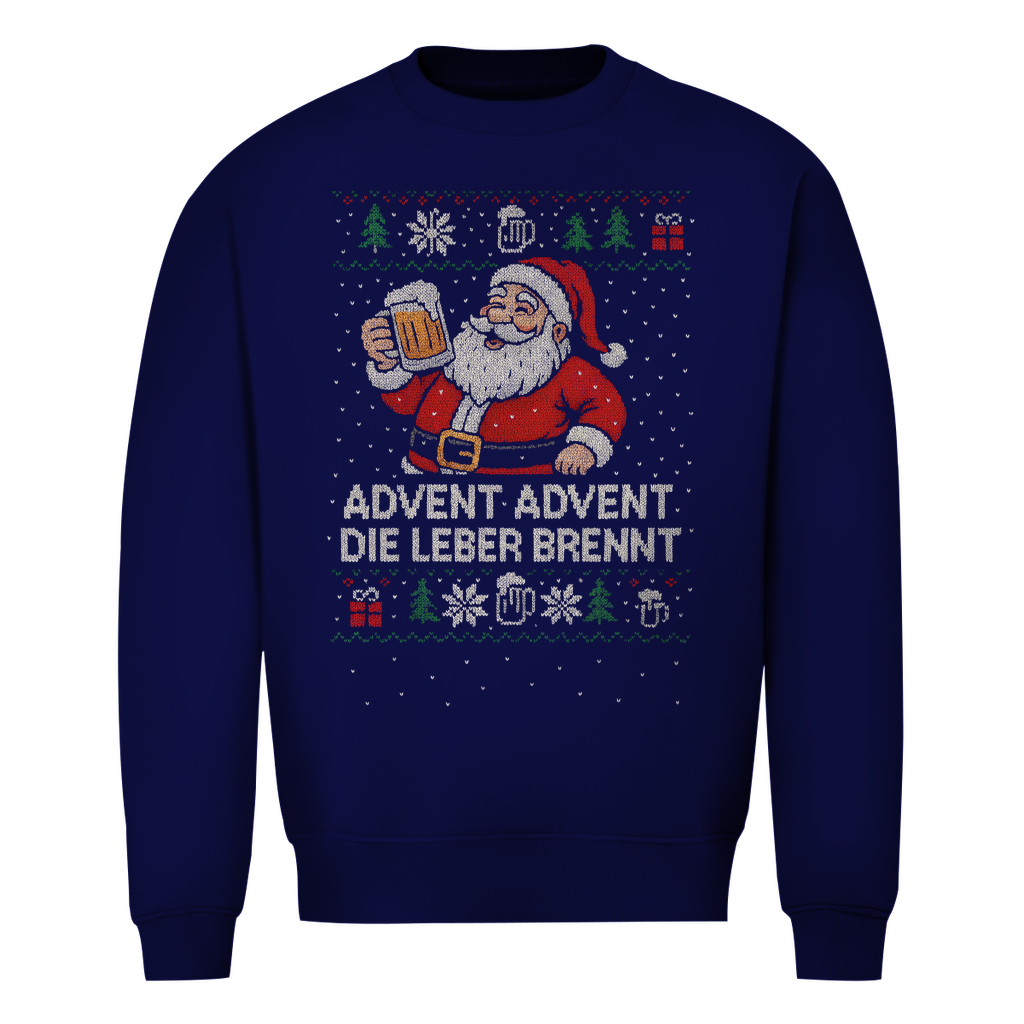 Advent Advent die Leber brennt Ugly Christmas Sweater in Navy