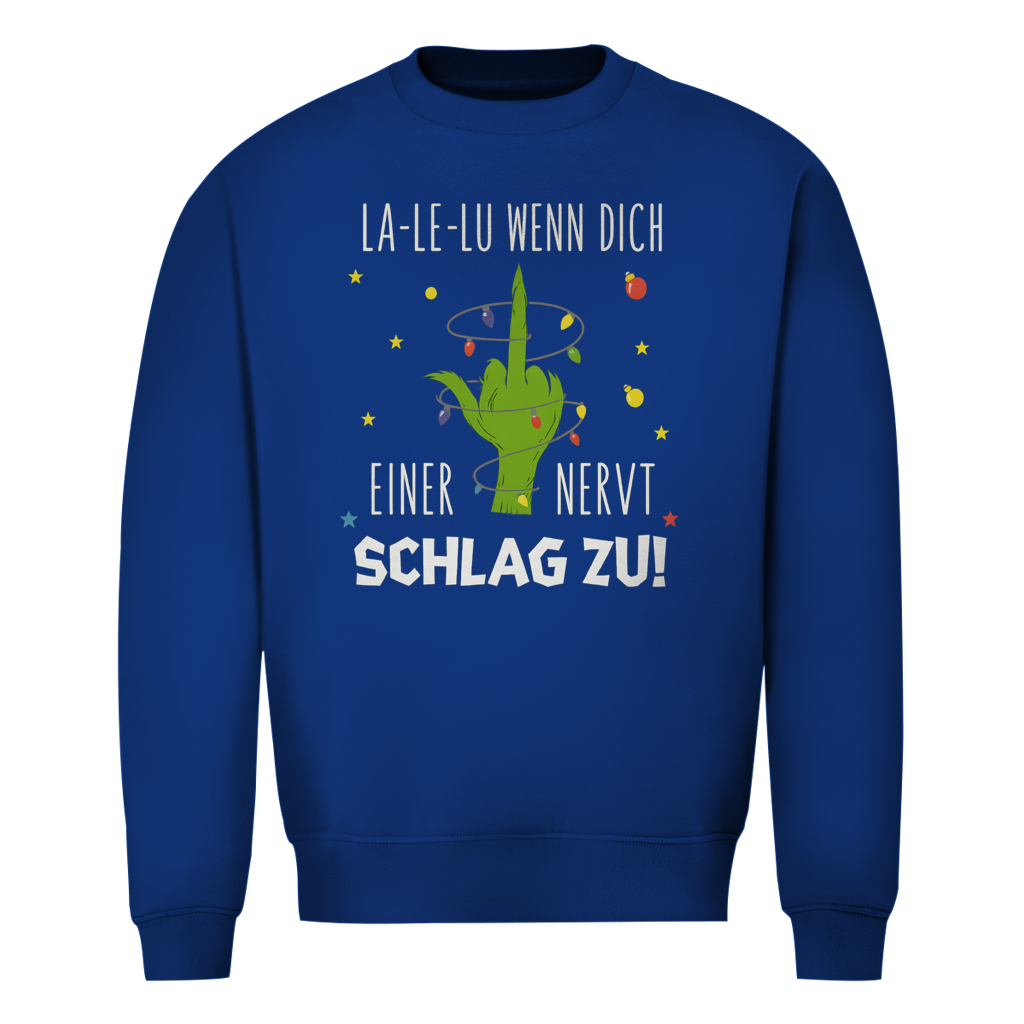 La Le Lu wenn dich einer nervt Schlag zu Weihnachtspullover in Royalblau