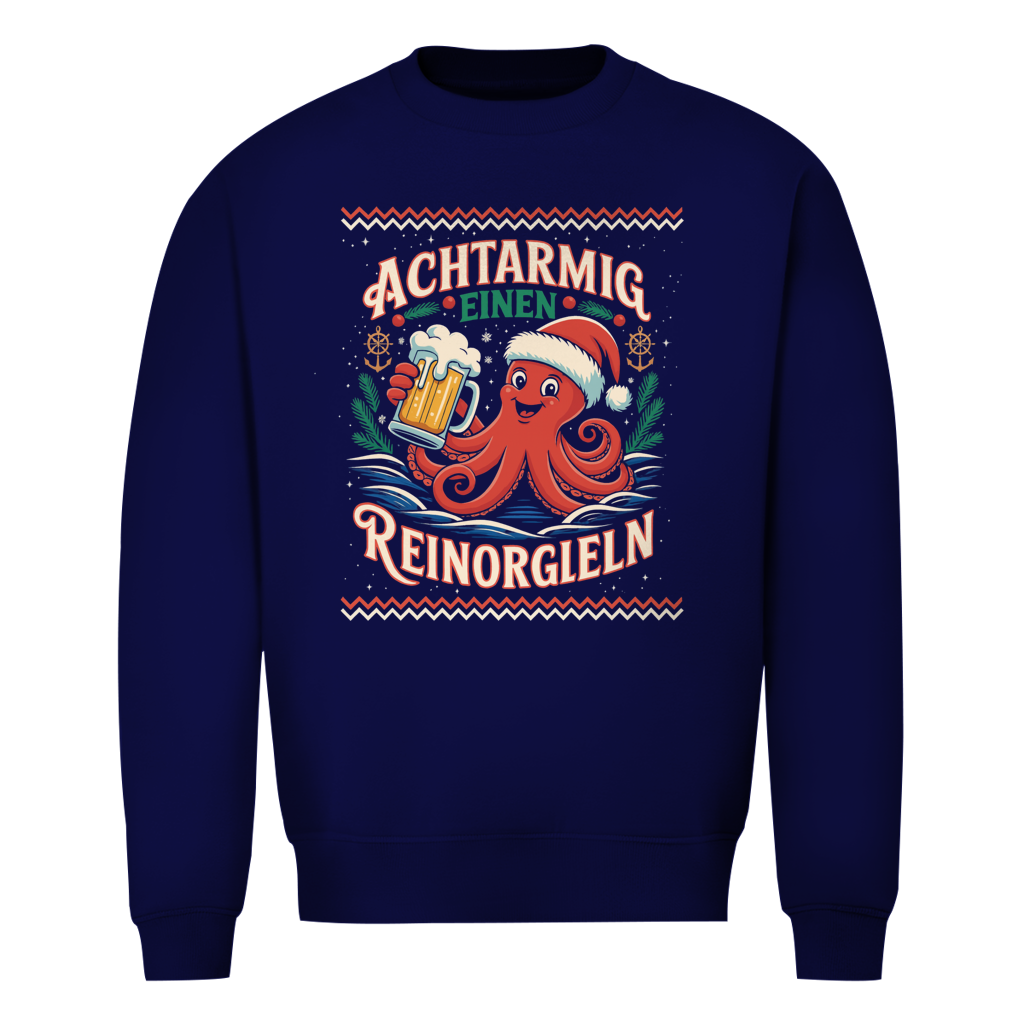 Achtarmig Xmas Edition Ugly Christmas Sweater in Navy
