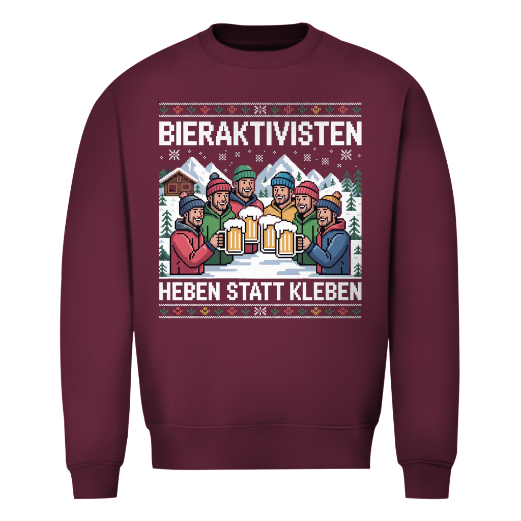 Heben statt kleben Après Ski Ugly Christmas Sweater in Bordeaux