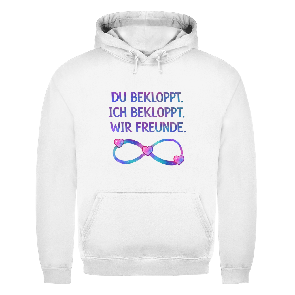 Du bekloppt. Ich bekloppt. Wir Freunde. Hoodie für beste Freunde in Weiß