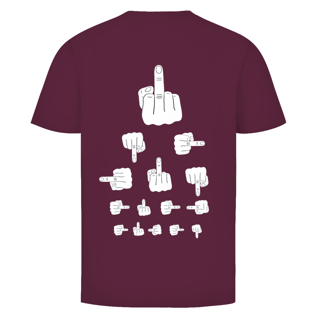 Mittelfinger Sehtest Rückendruck | Unisex T-Shirt