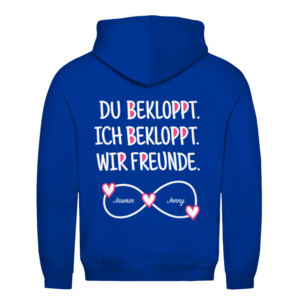 Du bekloppt. Ich bekloppt. Rückendruck personalisiert mit Namen | Unisex Hoodie