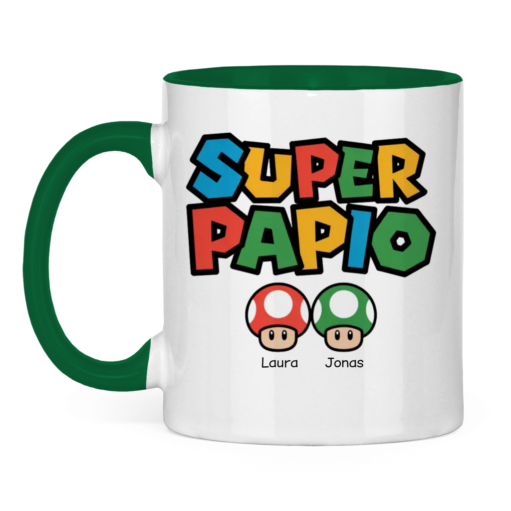 Super Papio personalisiert mit Namen | zweifarbige Tasse