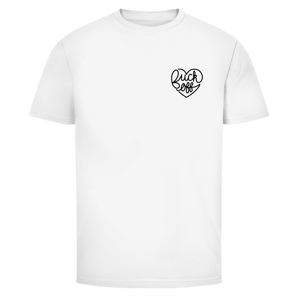 Fuck off Herz Brustdruck | Unisex T-Shirt | BLACK & WHITE Edition