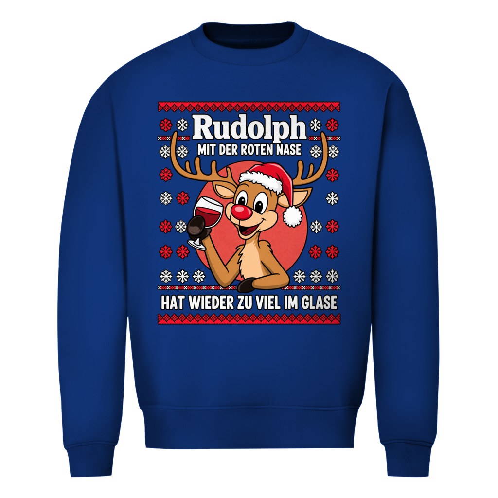Rudolph mit der roten Nase Ugly Christmas Sweater in Royalblau