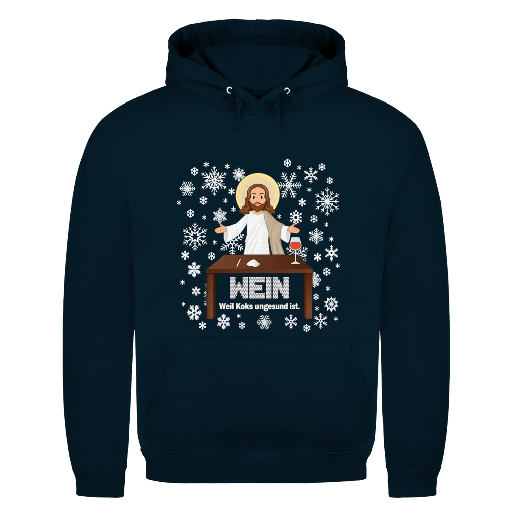 Jesus Wein Weihnachtshoodie in Navy