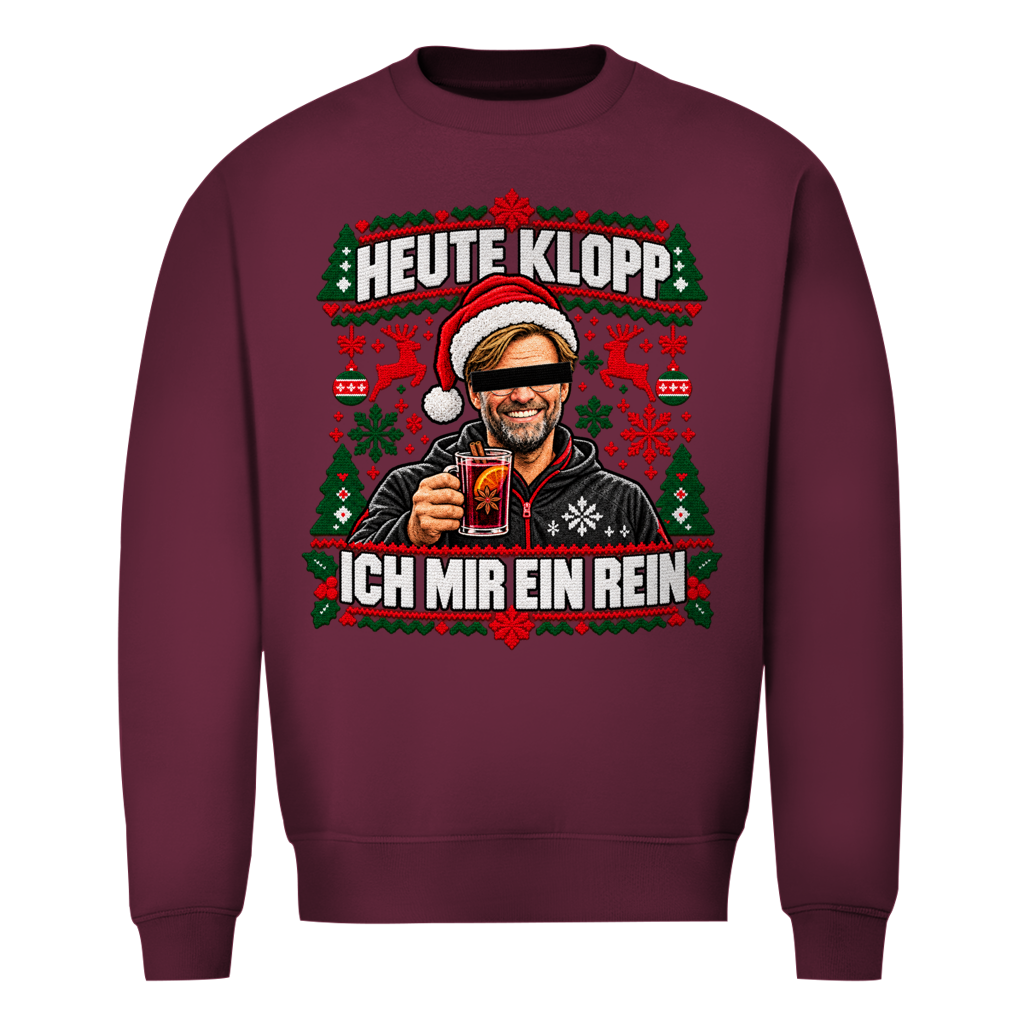 Heute Klopp ich mir ein rein Ugly Christmas Sweater in Bordeaux