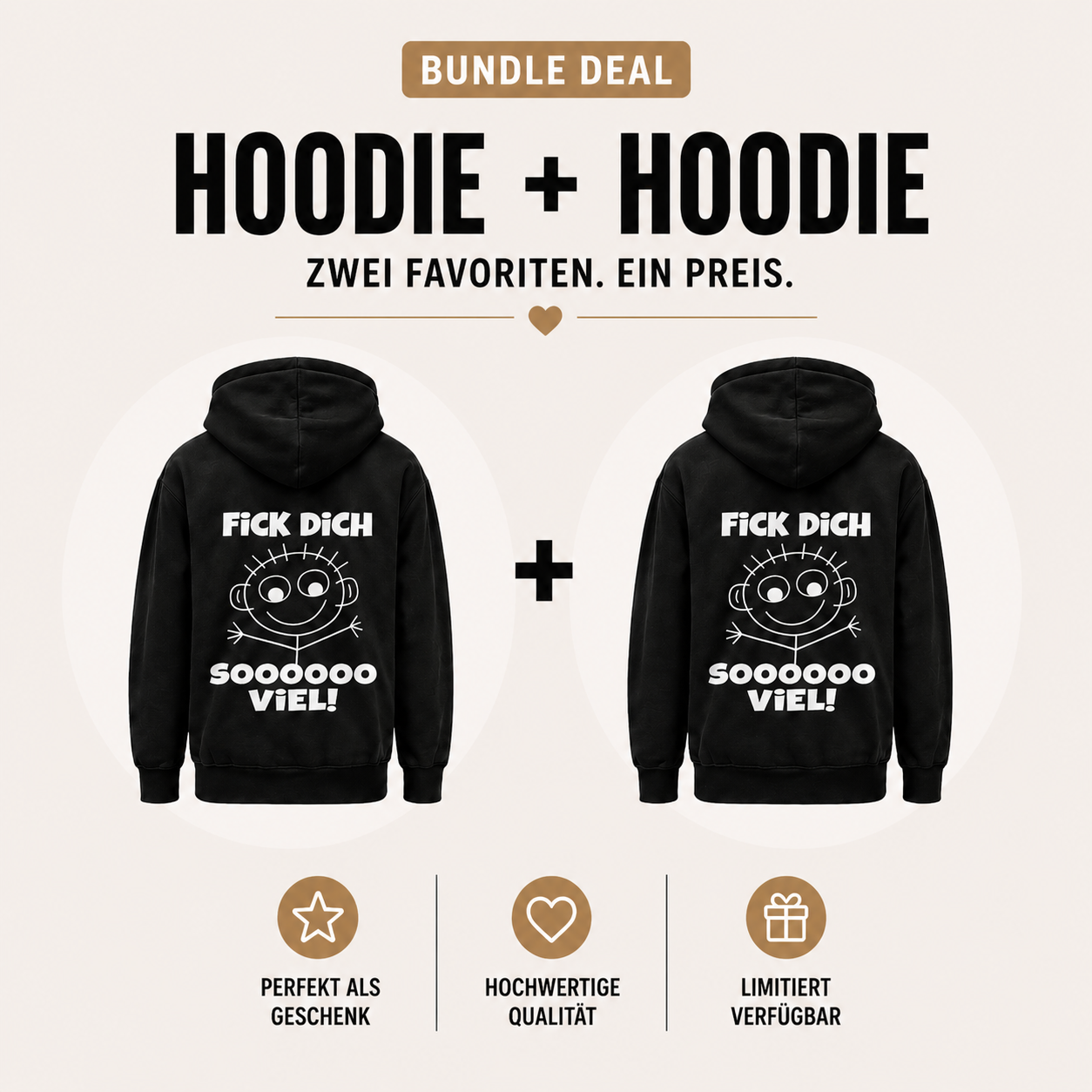 Fick Dich Soooo Viel | Unisex Hoodie Bundle mit lustigem Rückendruck