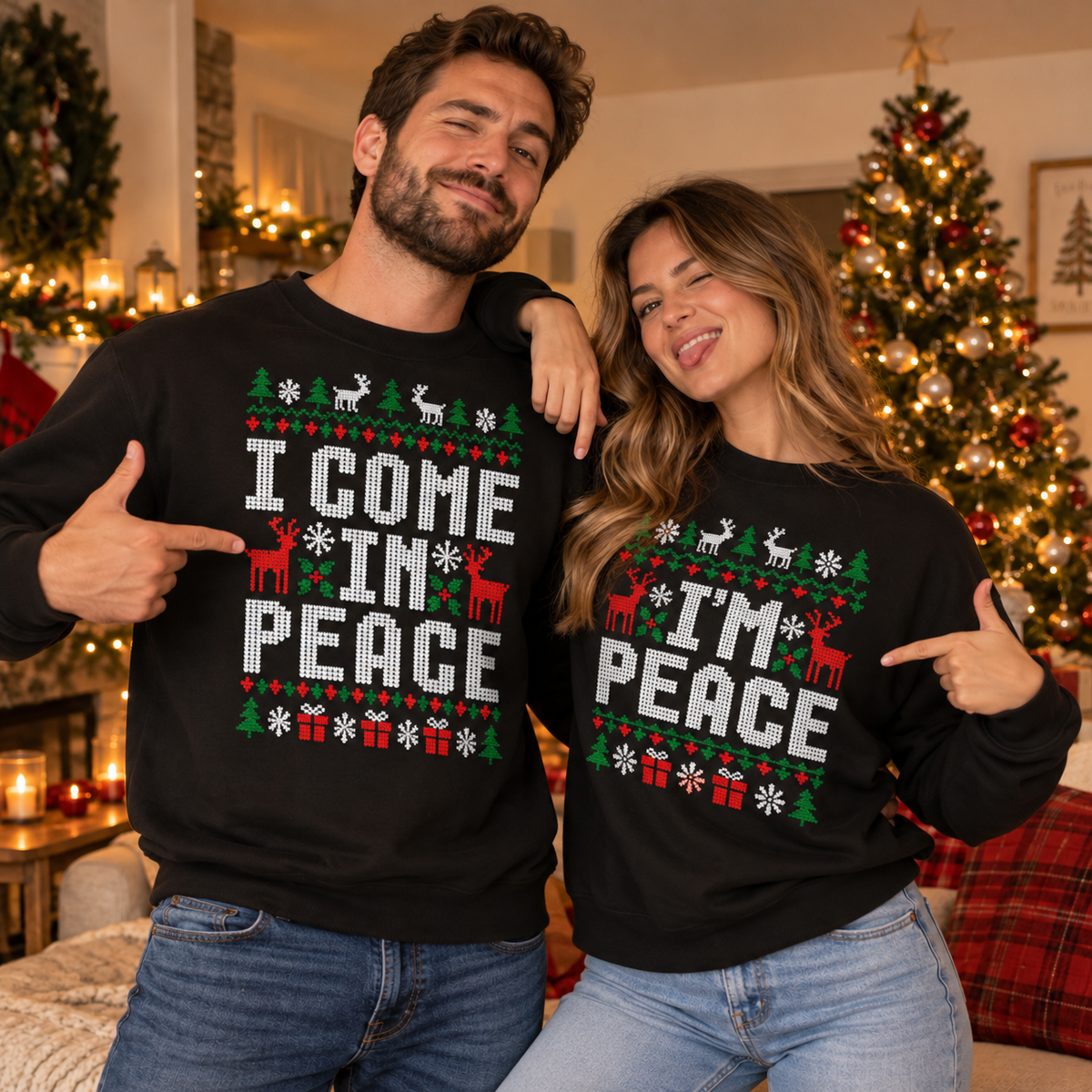 I come in Peace x I´m Peace Ugly Sweater Bundle für Paare