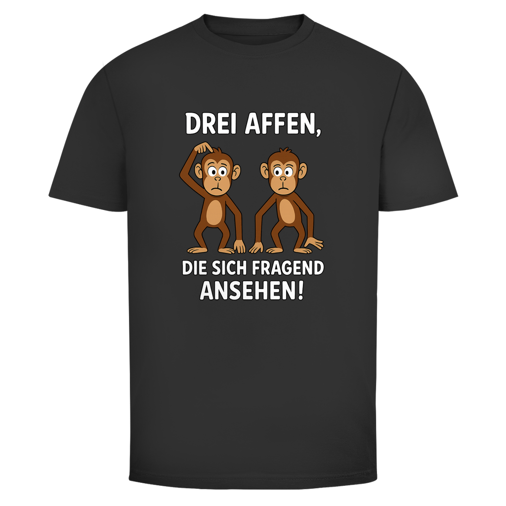 T-Shirt Männer - Drei Affen die sich fragend ansehen