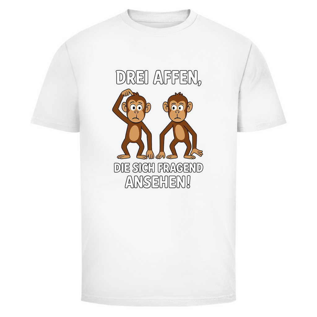 T-Shirt Männer - Drei Affen die sich fragend ansehen
