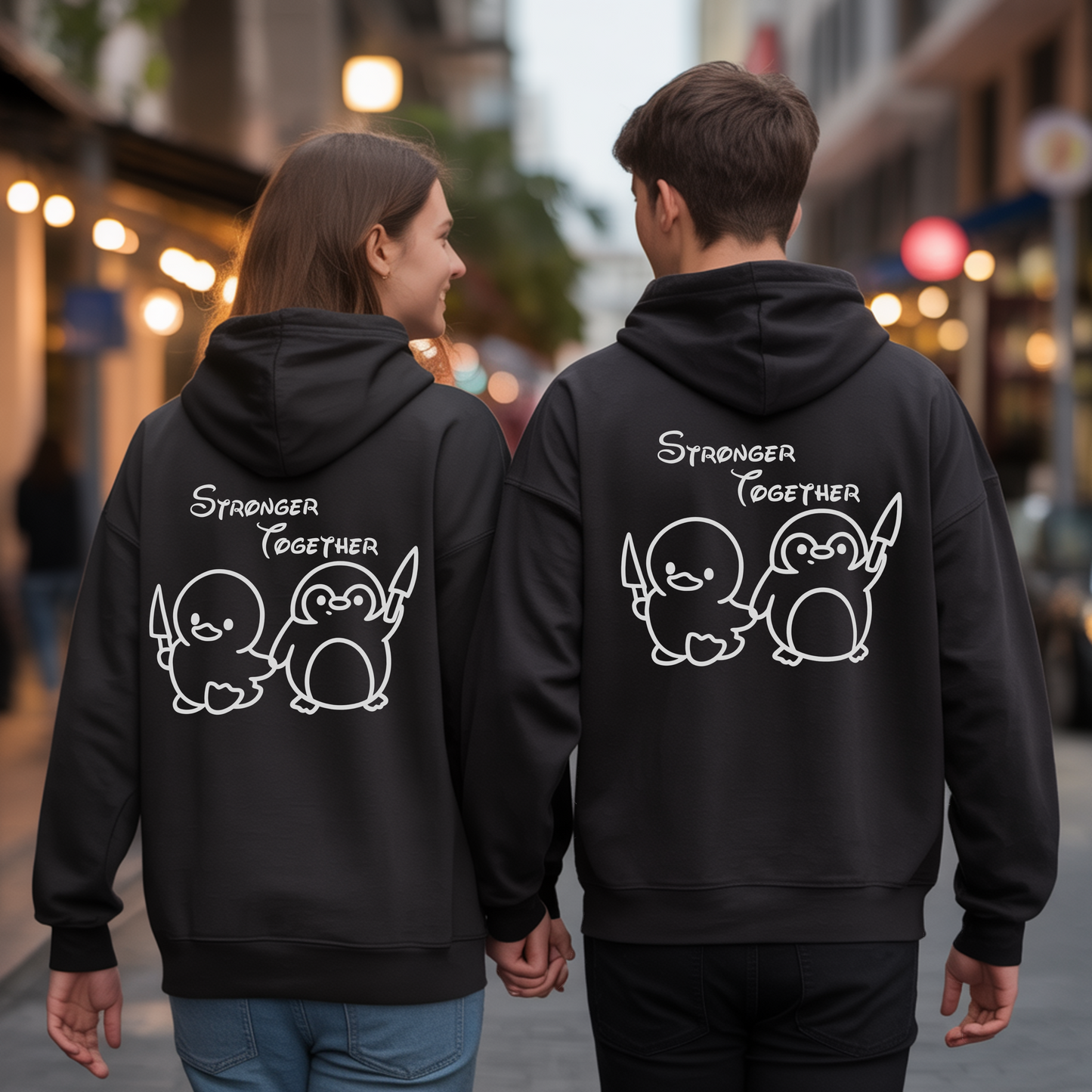 Stronger Together Ente & Pinguin Rückendruck x Pärchen Bundle