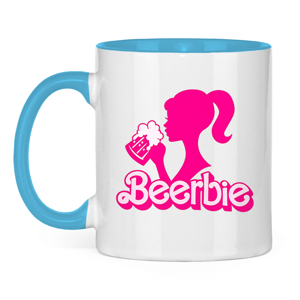 Beerbie | Zweifarbige Tasse — (Hell)Blau/Weiß