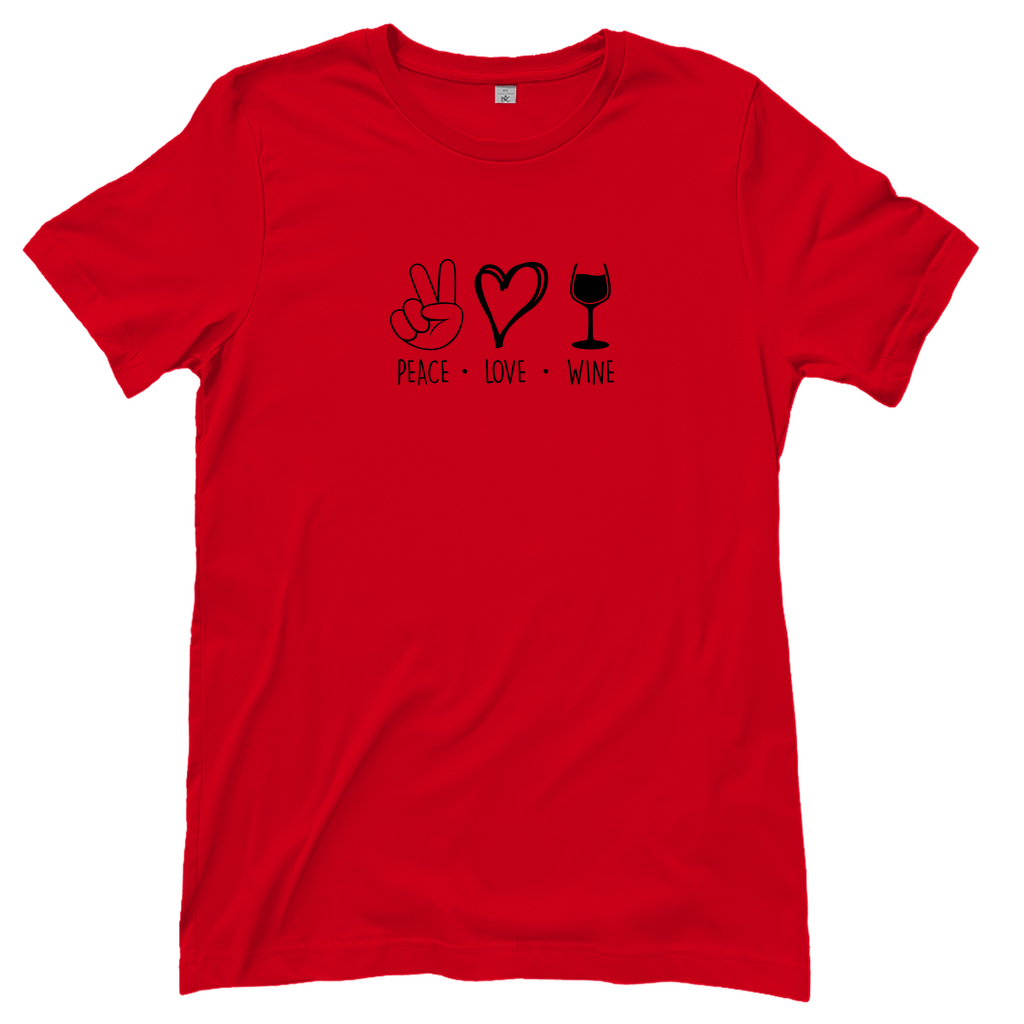 T-Shirt Frauen-Peace. Love. Wine