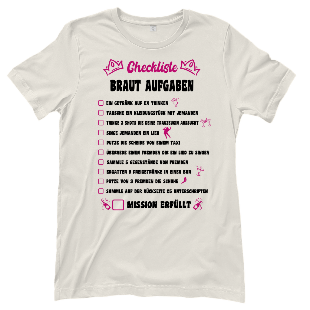 T-Shirt Frauen-Braut Checkliste