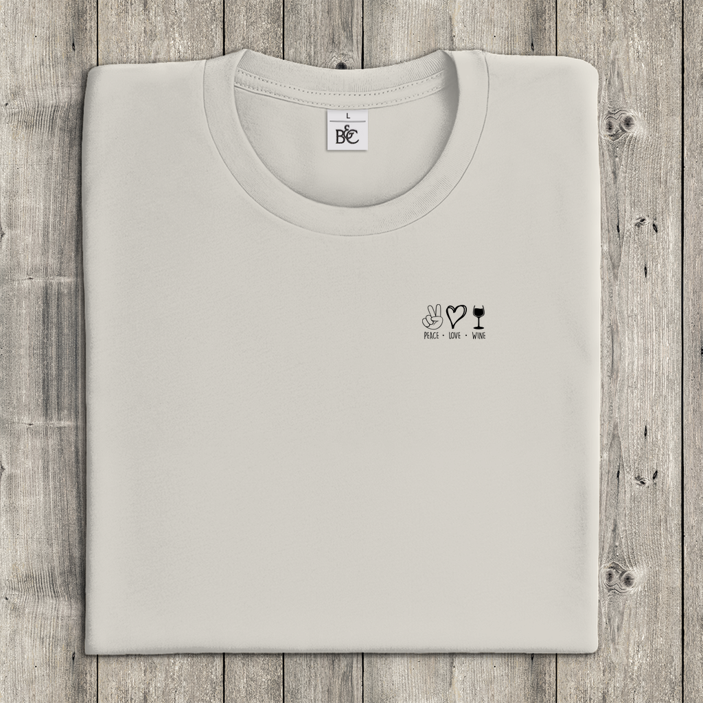 T-Shirt Frauen- Peace. Love. Wine