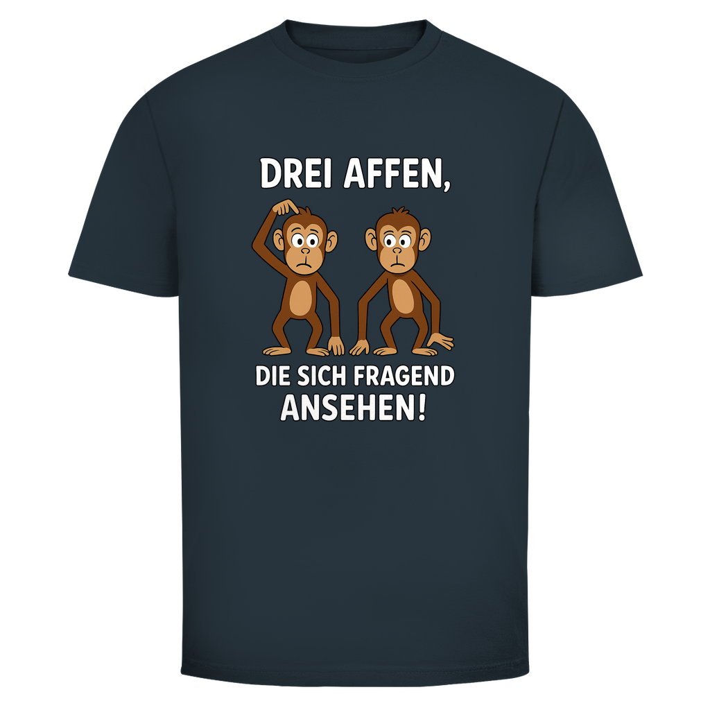 T-Shirt Männer - Drei Affen die sich fragend ansehen