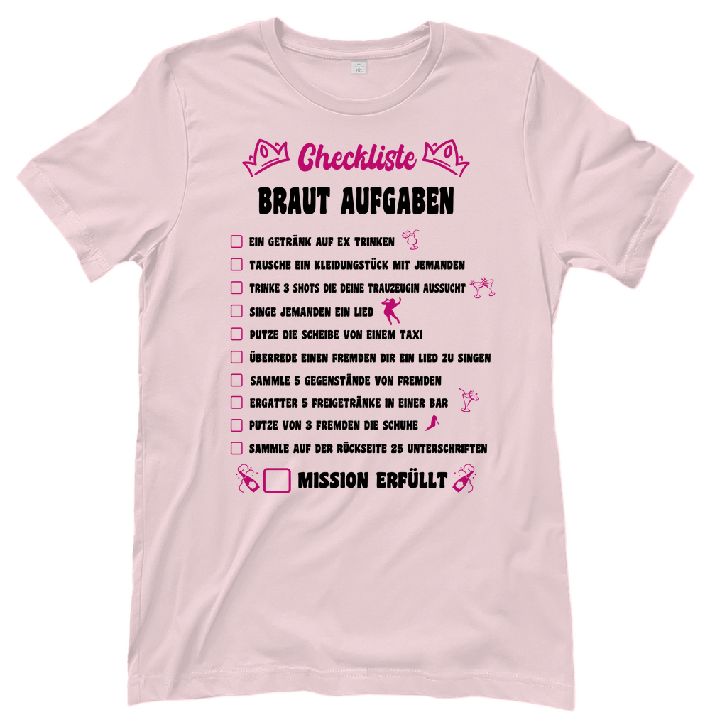 T-Shirt Frauen-Braut Checkliste