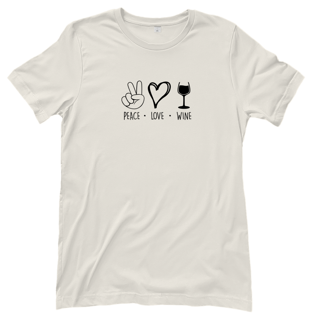 T-Shirt Frauen-Peace. Love. Wine