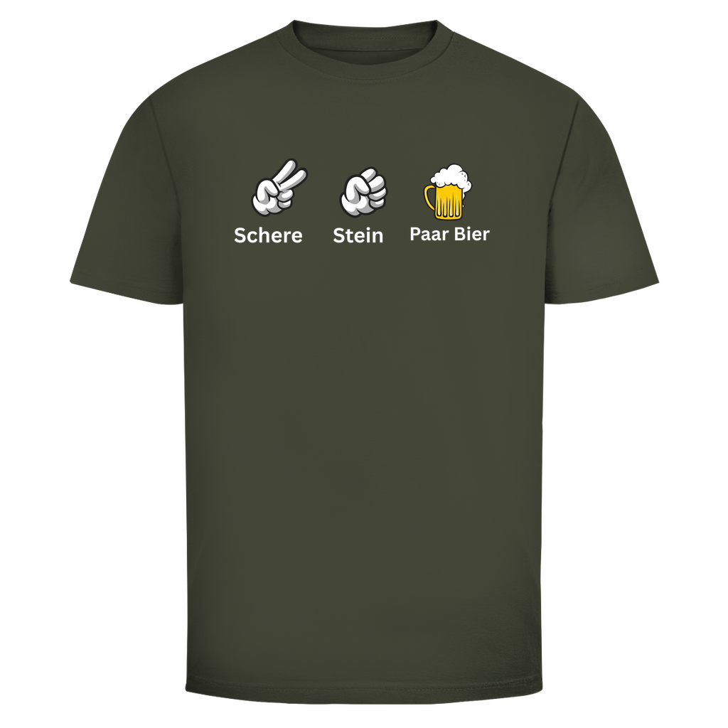T-Shirt Männer- Schere Stein Paar Bier