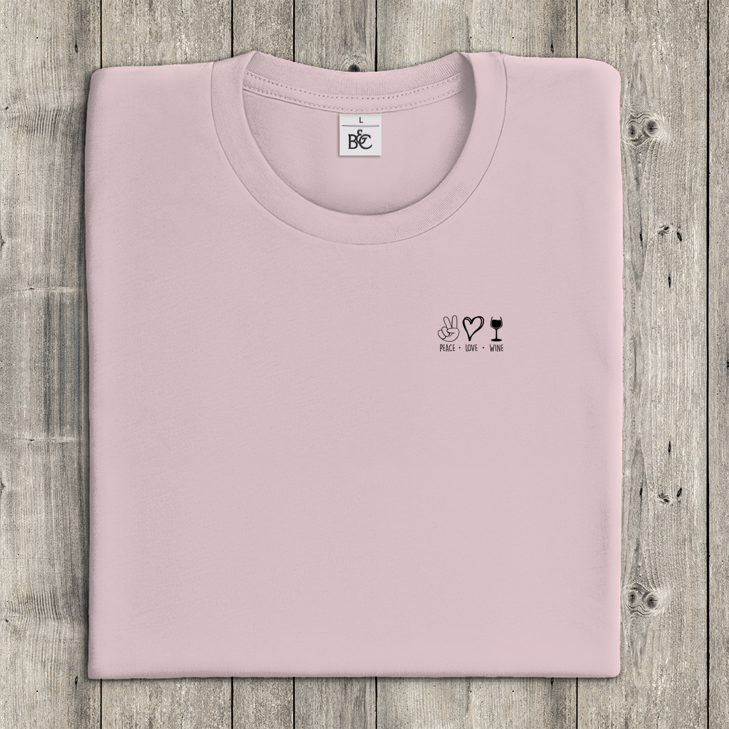 T-Shirt Frauen- Peace. Love. Wine