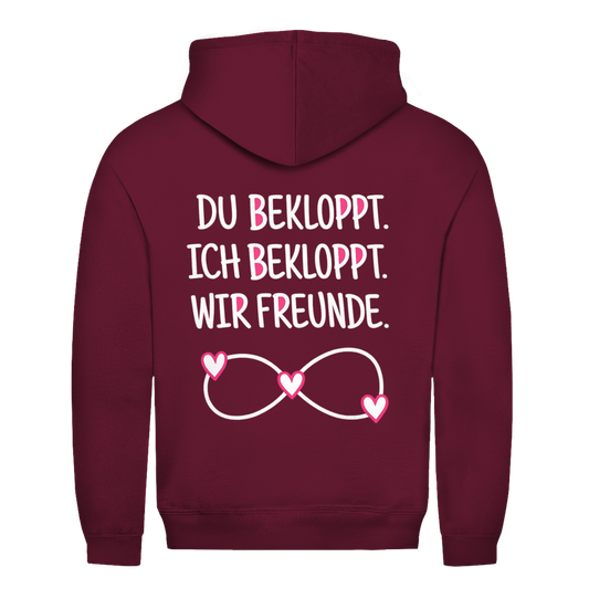 Du bekloppt. Ich bekloppt. Rückendruck | Unisex Hoodie