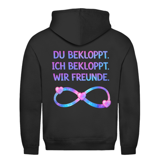 Du bekloppt. Ich bekloppt. Wir Freunde Rückendruck | Unisex Hoodie