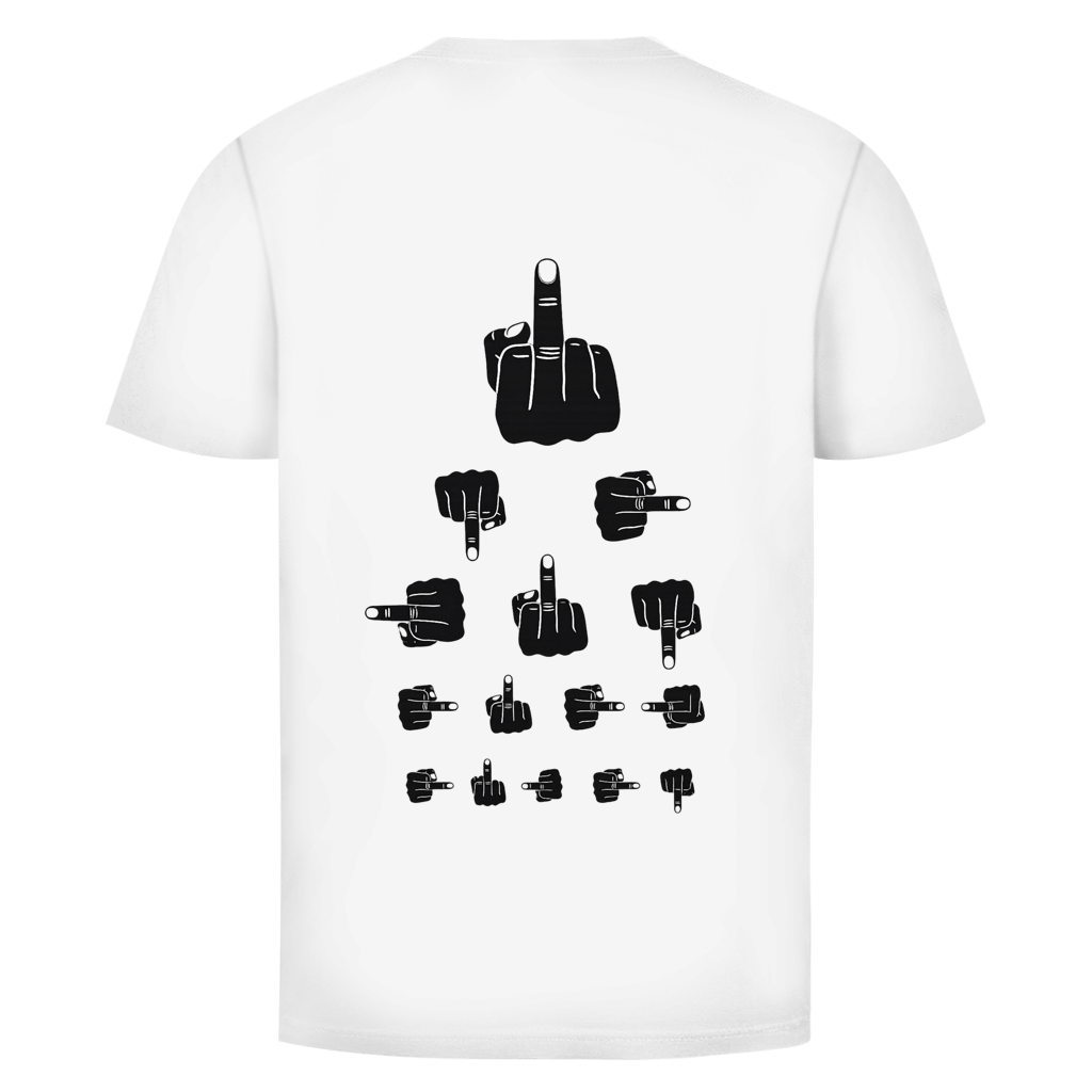 Mittelfinger Sehtest  Rückendruck | Unisex  T-Shirt