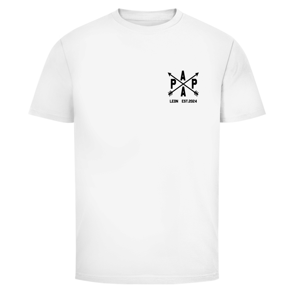 Papa Est. Brustdruck personalisiert mit Namen & Datum | Unisex T-Shirt