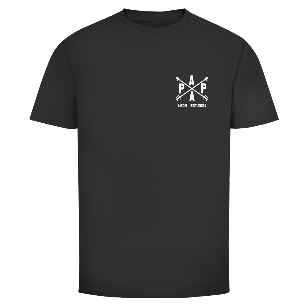 Papa Est. Brustdruck personalisiert mit Namen & Datum | Unisex T-Shirt
