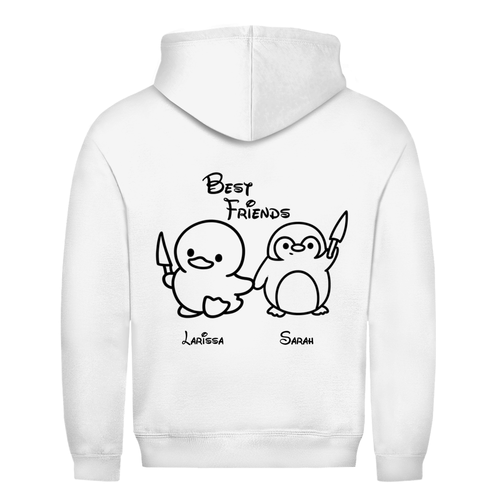 Best Friends Ente & Pinguin Rückendruck personalisiert mit Namen | Unsiex Hoodie