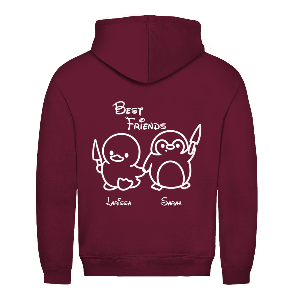 Best Friends Ente & Pinguin Rückendruck personalisiert mit Namen | Unsiex Hoodie