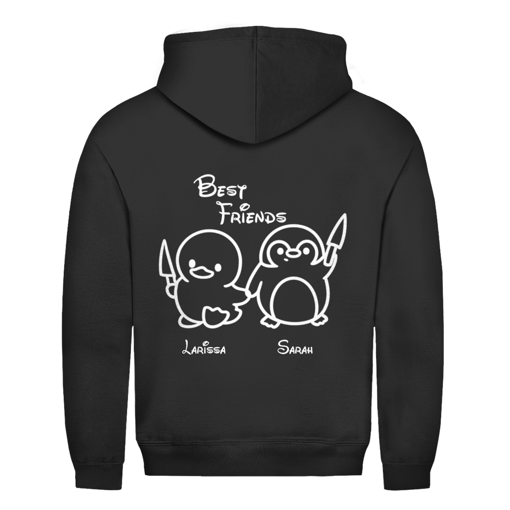 Best Friends Ente & Pinguin Rückendruck personalisiert mit Namen | Unsiex Hoodie
