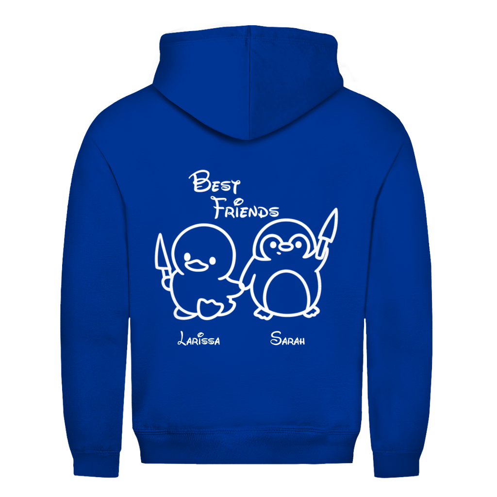 Best Friends Ente & Pinguin Rückendruck personalisiert mit Namen | Unsiex Hoodie