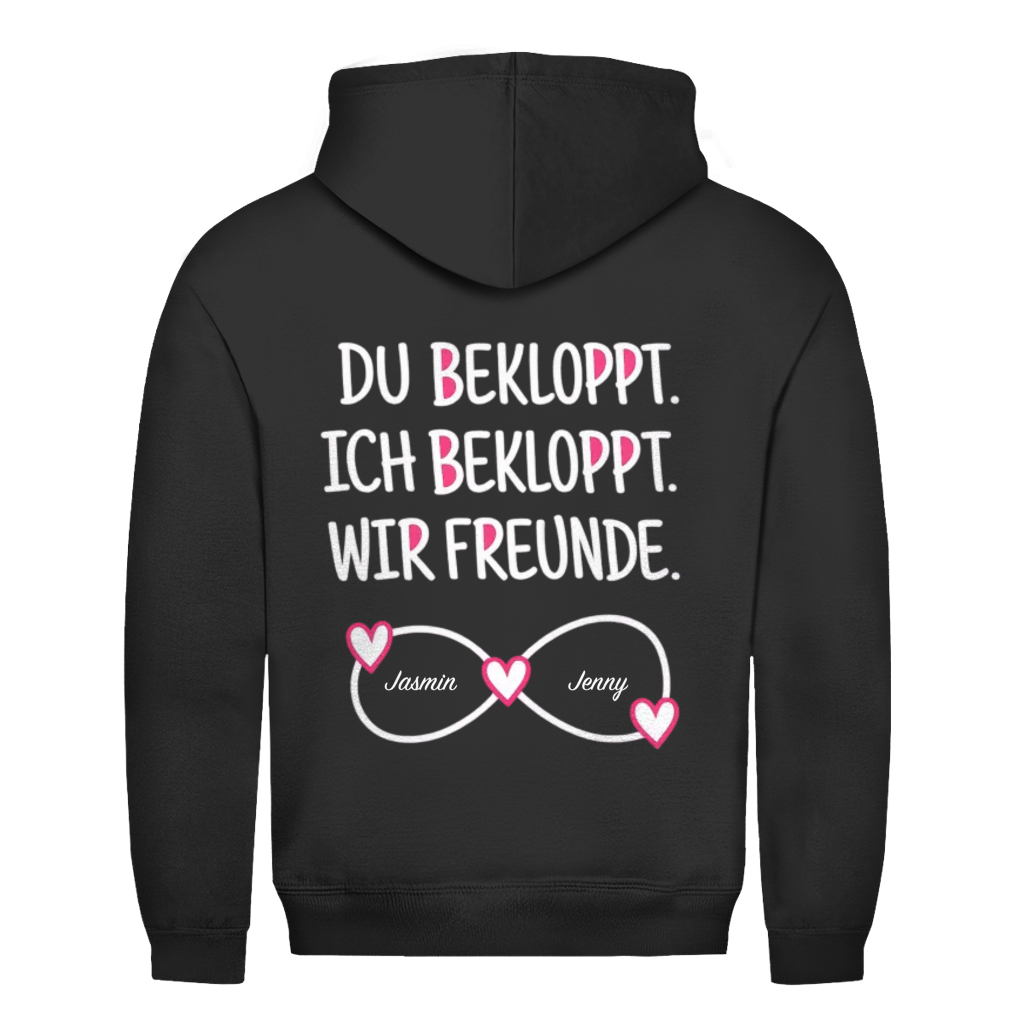 Du bekloppt. Ich bekloppt. Rückendruck personalisiert mit Namen | Unisex Hoodie