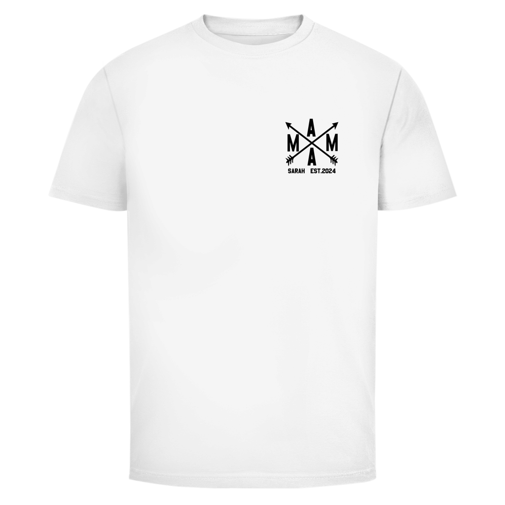 Mama Est. Brustdruck personalisiert mit Namen & Datum | Unisex T-Shirt