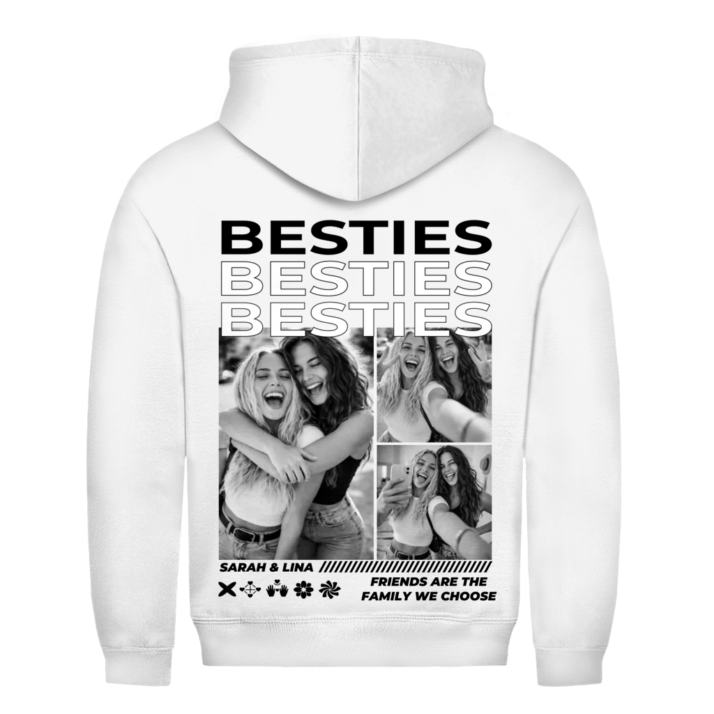 Besties Memories Rückendruck personalisiert mit Foto & Name | Unisex Hoodie