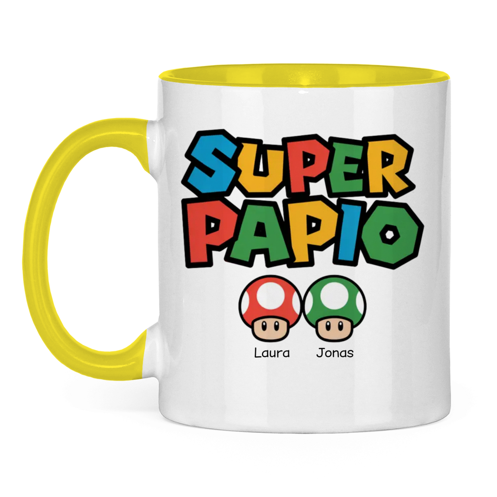 Super Papio personalisiert mit Namen | zweifarbige Tasse