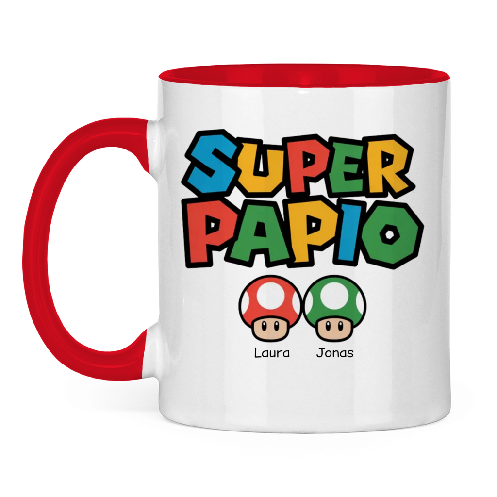 Super Papio personalisiert mit Namen | zweifarbige Tasse