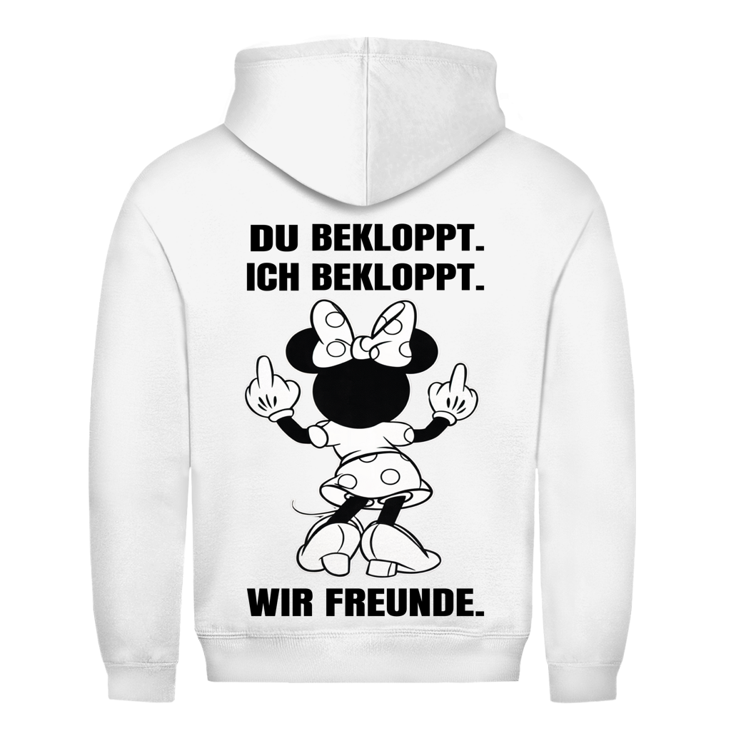 Du Bekloppt. Ich Bekloppt. Wir Freunde. Mäuschen Rückendruck | Unisex Hoodie
