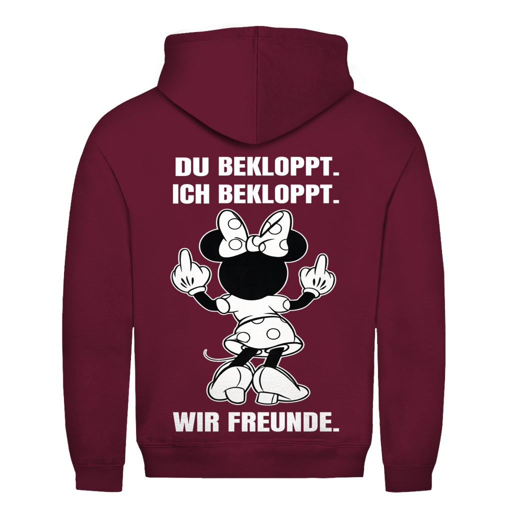Du Bekloppt. Ich Bekloppt. Wir Freunde. Mäuschen Rückendruck | Unisex Hoodie