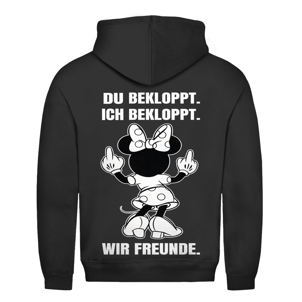 Du Bekloppt. Ich Bekloppt. Wir Freunde. Mäuschen Rückendruck | Unisex Hoodie