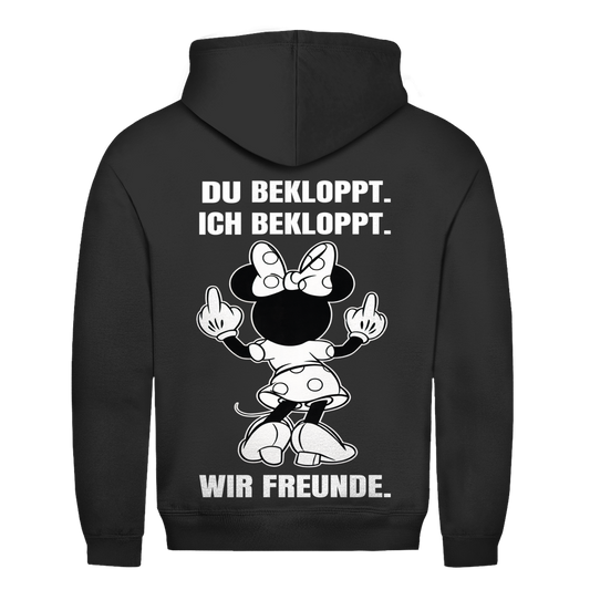 Du Bekloppt. Ich Bekloppt. Wir Freunde. Mäuschen Rückendruck | Unisex Hoodie