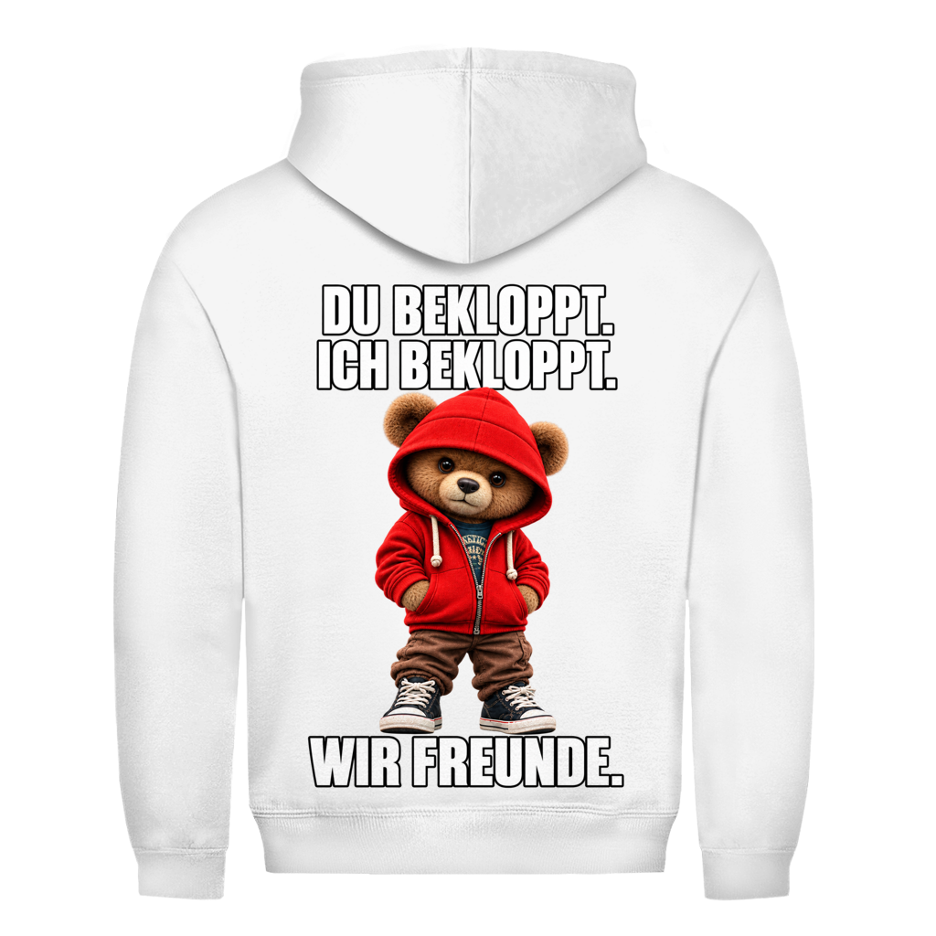 Du Bekloppt. Ich Bekloppt. Wir Freunde. Teddy Rückendruck | Unisex Hoodie