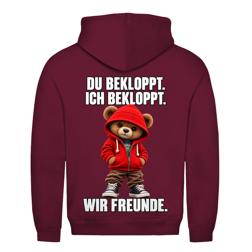 Du Bekloppt. Ich Bekloppt. Wir Freunde. Teddy Rückendruck | Unisex Hoodie