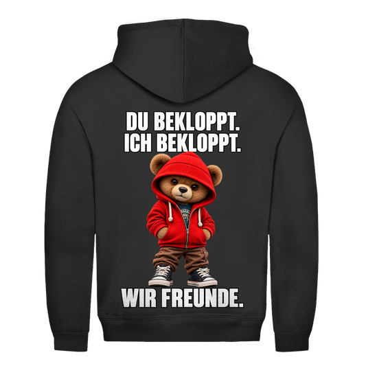 Du Bekloppt. Ich Bekloppt. Wir Freunde. Teddy Rückendruck | Unisex Hoodie
